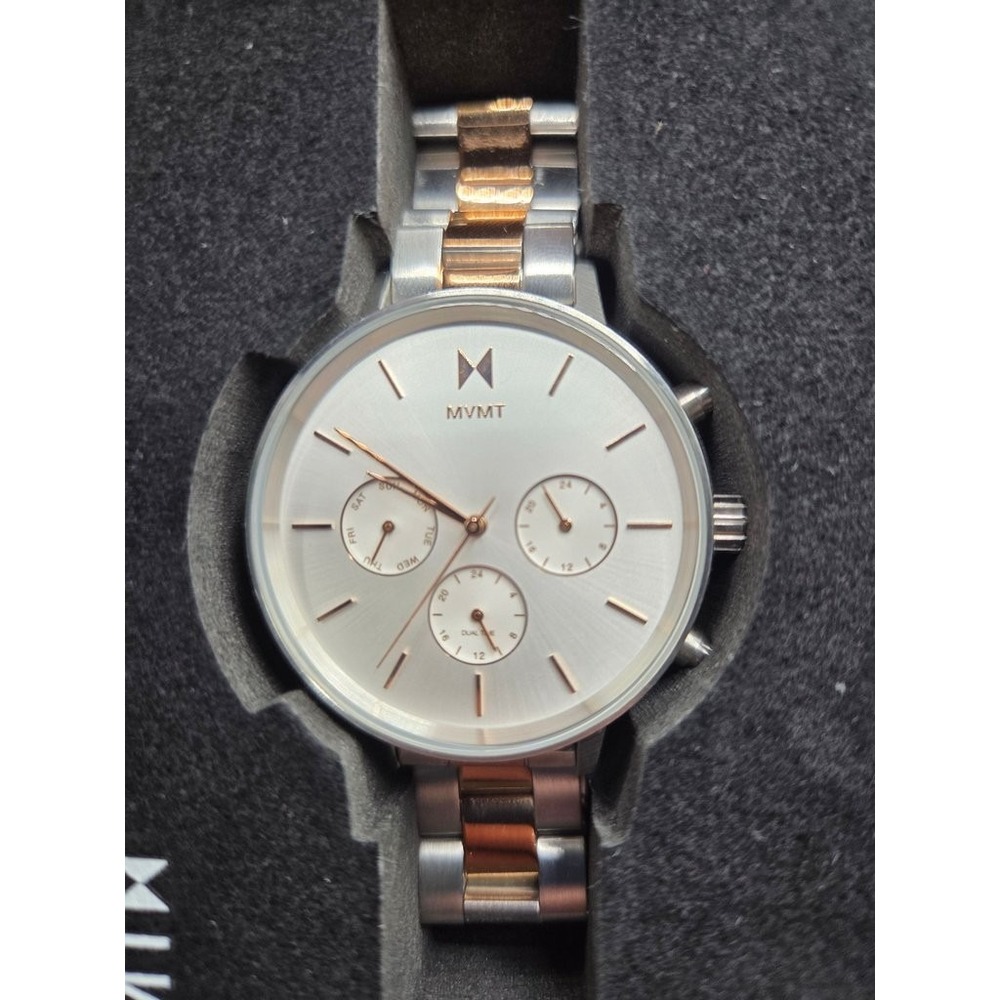 MVMT Two Tone Silver Rose Gold Stainless Steel Chronograph Watch 38mm Case